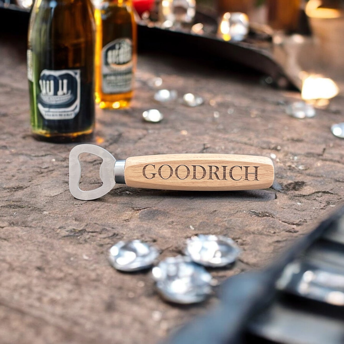 Wood handle bottle opener